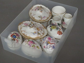 4 Hammersley porcelain trinket boxes in the form of eggs, 2  Royal Crown Derby oval lidded trinket boxes etc