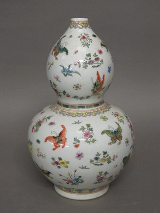 An Oriental double gourd shaped vase, the base with 6 character  mark 16"