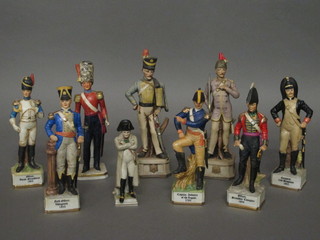 9 various reproduction figures of Napoleonic soldiers