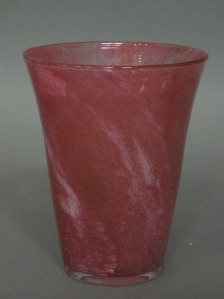 A pink glass vase 8"