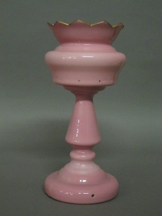 A pink opaque glass lustre 14"