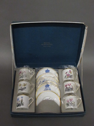 A Royal Worcester 12 piece coffee service comprising 6 cups and  6 saucers, cased