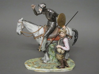 A biscuit porcelain figure of Don Quixote 12"