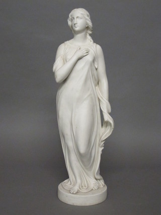 A Copeland Parian figure of a standing classical lady, head f and  r, base marked PV March 1st 1860, 23"