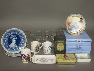 A collection of Wedgwood and other collectors plates,  Coronation mugs etc