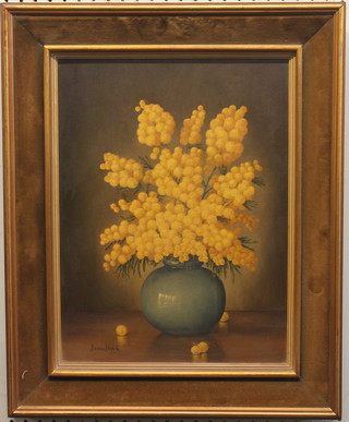 James Noble, oil on board "Arrangement of Mimosa" 15" x 12"