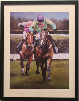 Max Brandrett, a signed coloured print "Kauto Star with Ruby  Walsh" 17" x 13"