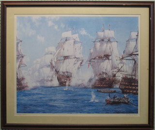 Montague Dawson, a coloured print "The Battle of Trafalgar" 22" x 28"
