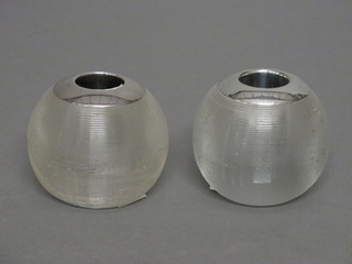 2 glass and silver mounted match strikers, marks rubbed, 2"