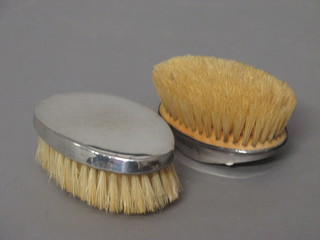 2 small military style silver backed hairbrushes, Birmingham 1926 and 1927