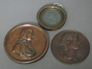 A medallion decorated John Hoysley together with 2 others