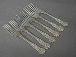 A set of 6 silver Queens Pattern table forks, Sheffield 1908, 13  1/2 ozs