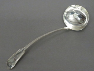 A silver plated fiddle and thread patterned ladle