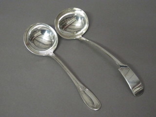 An Old English pattern silver plated soup ladle and 1 other soup  ladle