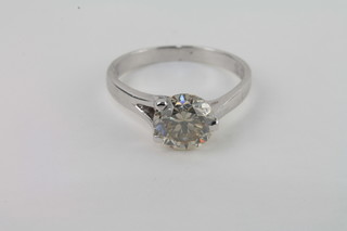 A lady's 18ct white gold dress ring set a solitaire diamond, approx. 1.5ct