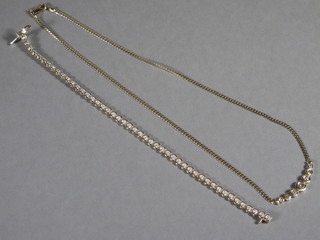 A gold necklace set diamonds approx 0.50ct together with a 9ct gold bracelet set diamonds approx 0.50ct