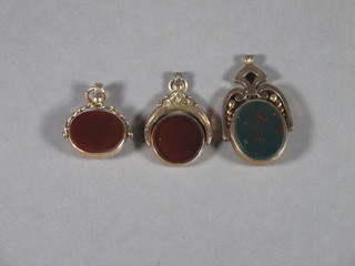 3 various gold double sided seals set hardstone