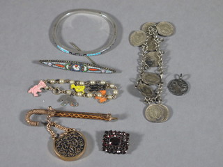 A micro mosaic brooch and a small collection of costume  jewellery