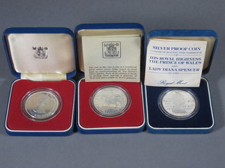 2 1977 silver proof crowns and a 1981 silver proof Royal  Wedding crown