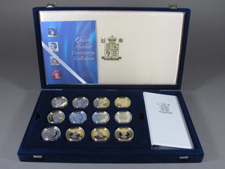 12 various Royal Mint silver proof Queen Mother Celebration collection coins