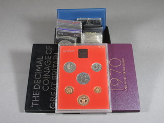3 British proof sets of coins 1970, 1971, 1981 together with a collection of crowns