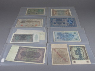 A collection of various German pre-war bank notes
