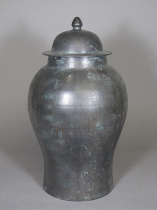 An Oriental bronze urn and cover 17"  ILLUSTRATED