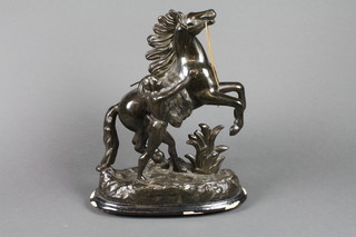 A pair of 19th Century spelter figures of Marley horses 16"