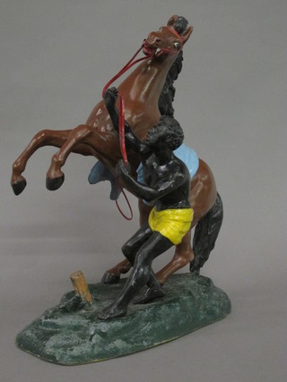 A painted spelter figure of a Marley horse 12"