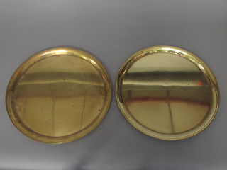 2 circular brass trays 15"