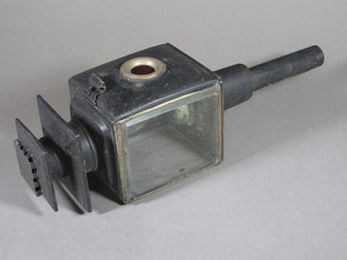 A 19th Century square metal carriage lamp