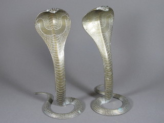 A pair of Benares brass figures of cobras 14"