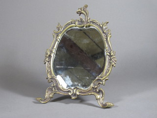 An Art Nouveau style bevelled plate easel mirror contained in a gilt metal frame 11"