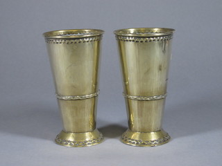 A pair of Art Nouveau Keswick style School of Industrial Art  vases, bases marked KAL 5 1/2"