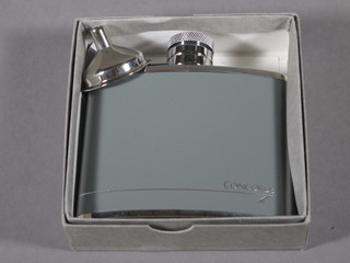 A Concord stainless steel hip flask complete with funnel