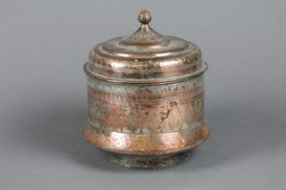 An Eastern cylindrical jar and cover 8"