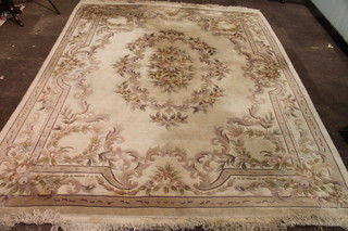 A yellow ground and floral patterned Chinese carpet 119" x 97"