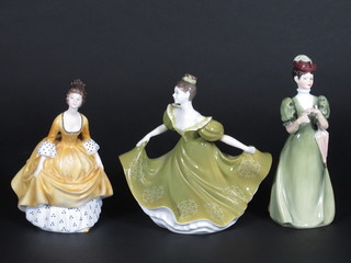 2 Royal Doulton figures - Lynne HN2339 and Caroline HN2307  and 1 other china figure of a standing lady