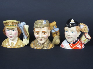 A medium Royal Doulton character jug made for the  International Collector's Club - The North Staffordshire Drummer D7211, a limited edition Auxiliary Territorial Service  character jug D7210 and do. limited edition Home Guard D7207  6"