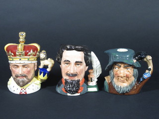3 medium Royal Doulton character jugs - Rip Van Winkle  D6463, limited edition Edward VII D6223 and limited edition Charles Dickens 4"