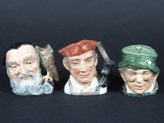 3 Royal Doulton character jugs - Characters of Williamsburg  The Blacksmith D6570, Paddy and Merlin D6536 4"