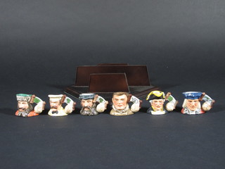 A set of 6 tiny Royal Doulton limited edition Great Explorers character jugs - Dr Livingstone, Columbus, Da Gama, Marco  Polo, Cook and Scott, bases marked D7082 number 1389 1 1/2"