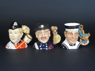 3 Royal Doulton character jugs - The Fireman D7215, Sailor D7263 and The North Staffordshire Drummer Boy 5"
