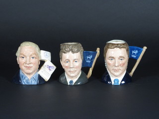 3 Royal Doulton character jugs - Michael Doulton D6208 the  base signed, Sir Henry Doulton and Michael Doulton the base  signed D6921 and The Doulton Collector D7156 5"