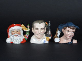 3 Royal Doulton character jugs - limited edition Sir Stanley Mathews D7161, Tom Sawyer D7181 and Santa with Elf D7243
