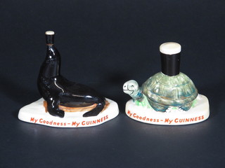 A Carltonware Guiness advertising figure in the form of a sea  lion, f and r, 4" and 1 other in the form of a tortoise - chipped   ILLUSTRATED