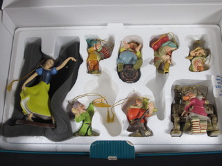 A limited edition Walt Disney Snow White and The Seven  Dwarfs hanging ornaments, some f, boxed