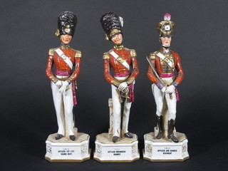 3 Continental porcelain figures of 19th Century Grenadier Guard Officers 13"