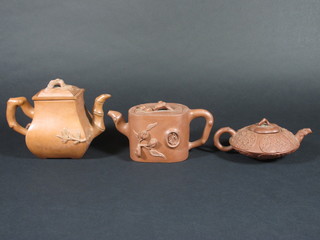 3 various Oriental Tanware teapots