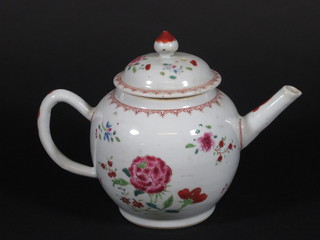 An Oriental famille rose porcelain teapot 6"